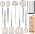 Silicone Cooking Utensils Set, 8 Pcs Kitchen Utensils with Holder, Khaki