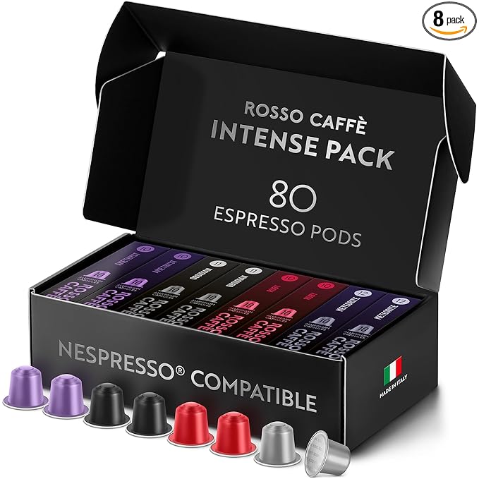 ROSSO CAFFÈ Espresso Pods for Nespresso Original Machines, Intense Pack 80