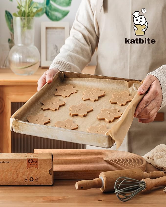 Katbite 12x16 Inch Parchment Paper Sheets 60PCS, Unbleached Non-Stick