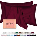 Silk Pillow Cases 2 Pack Standard Size with Hidden Zipper, Mulberry Silk Pillowcase for Hair and Skin, Smooth and Soft Breathable Cooling Silk Satin Pillowcase Set of 2, Gifts for Women，Burgundy Red