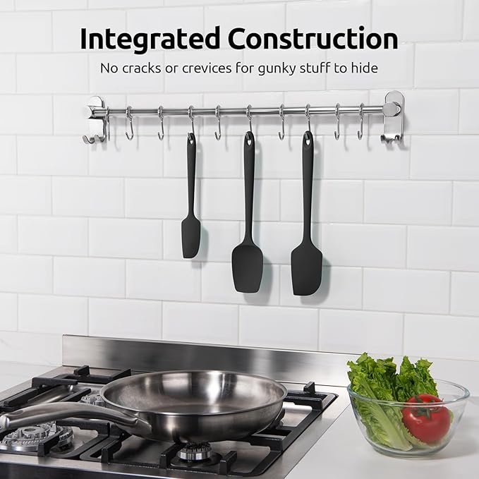 U-Taste Silicone Spatula Set, 600ºF High Heat Resistant, 3-Pcs, Black