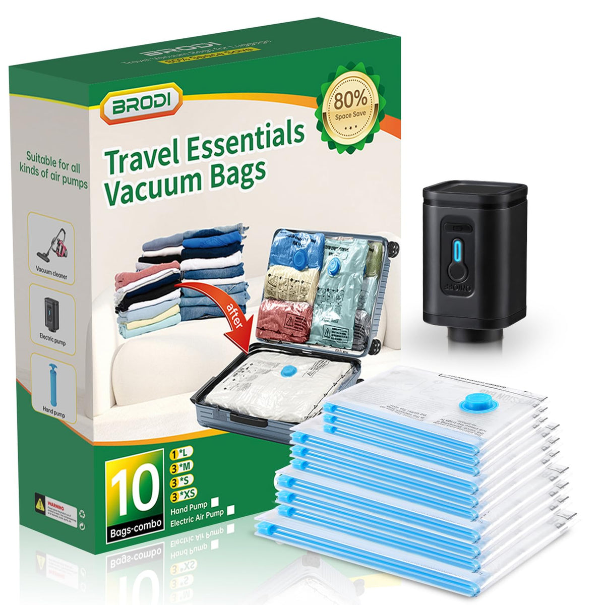 Compression Bags - Space Saver & Travel Essentials, Vacuum Seal Bags for Clothing & Luggage (18 Combo Pack)