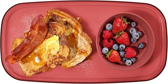 madesmart dipware Small Serving Plate, Stackable & Removable Dip Bowl for Salsa, Queso, Salad, Olives, Dishwasher & Microwave Safe, Multipurpose Plate & Bowl, Red