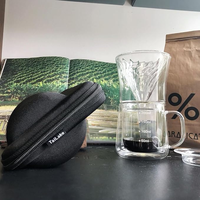 FISHNU TaiLake Coffee Self Brewing Cup - Perfect for Single Serve Coffee - Experience the Art of One Cup Pour Over Coffee Maker(Vortex Filter Set)