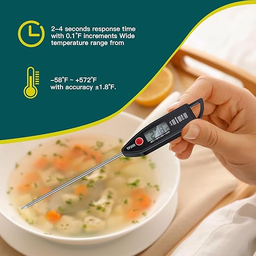 Copkim 3 Pcs Instant Read Meat Thermometer with Long Probe 9.65 Inch Kitchen Cooking Food Candy Waterproof Digital Thermometer for BBQ Water Milk Yogurt Liquid (Pointed,Black)