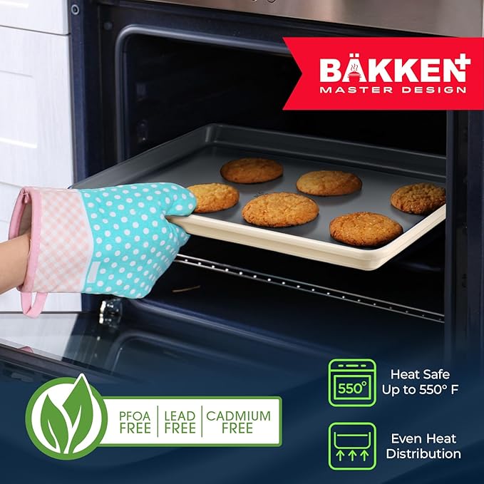 Bakken- Swiss Square Cake Pan - Aluminized Steel, Ceramic Non-Stick Coating, Non-Toxic, Ideal Size, Heavy-Duty, Elevate Your Baking with Durability and Style!