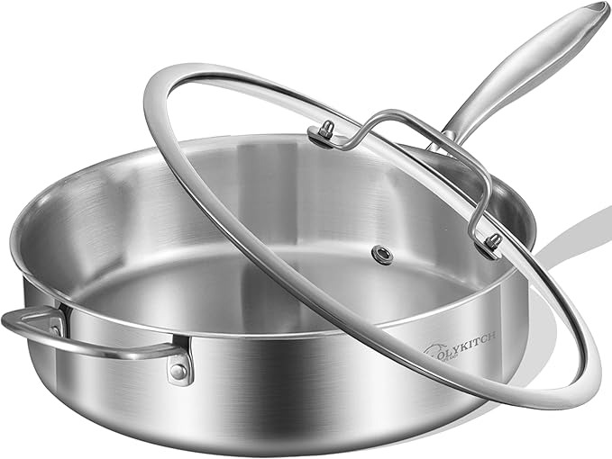 LOLYKITCH 8-10 Inch Frying Pans & 6-Quart Saute Pan with Lid | Set