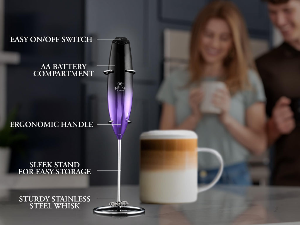 Zulay Kitchen Executive Series Luxury Gift Milk Frother – Handheld Electric Foam Maker for Coffee, Lattes & Hot Chocolate – Deluxe Finish, Great Gift for Coffee Lovers