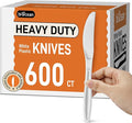 600Pack Disposable Plastic Knives Bulk White Heavy Duty Plastic Knives