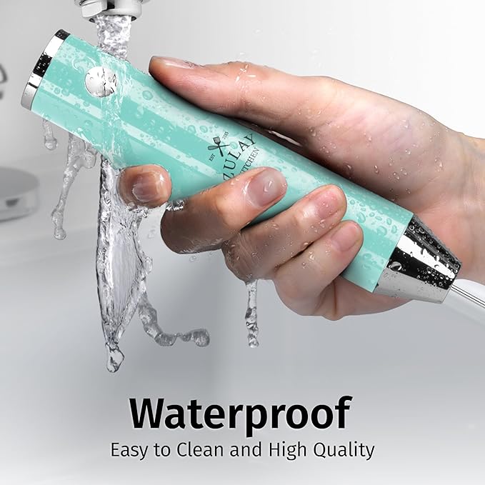 Zulay Kitchen Rechargeable Milk Frother Handheld - Frother Wand, Drink Mixer, Electric Whisk Frother, for Cappuccinos, Matcha & Protein Powder - Lux Double Whisk 2 Speed Waterproof 2000mAh Sky Blue