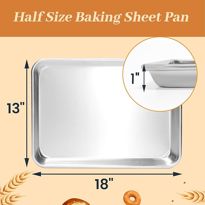 STEELUS 12 Pack Half Size Aluminum Baking Sheet Pans, 18"x13"