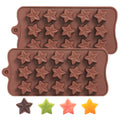 Dacthuw Small Star Chocolate Molds Silicone, Food Grade Silicone Candy Molds for Bite Size Gummy/Jelly/Fruit Snacks, 15 Cavities Mini Star Mold for Soap/Candle/Wax Melt, 2 Pcs