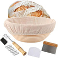 EROIR Sourdough Starter Jar Kit - 38oz Glass Jar with Date Marked Feeding Band, Thermometer, Jar Scraper, 9" Round Bread Proofing Basket, Dough Whisk, Lame, Bowl Scraper, Clean Brush, Recipes Book