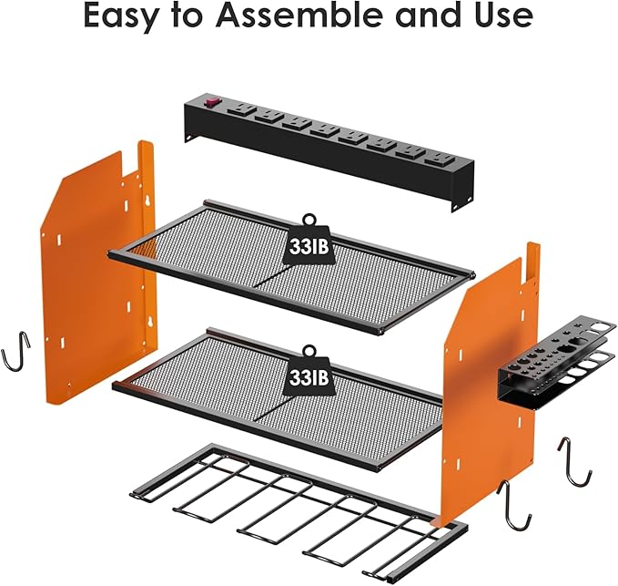 CCCEI Wall Mount Modular Tool Charging Organizer, Orange, 1 Pack, 3 Tier.