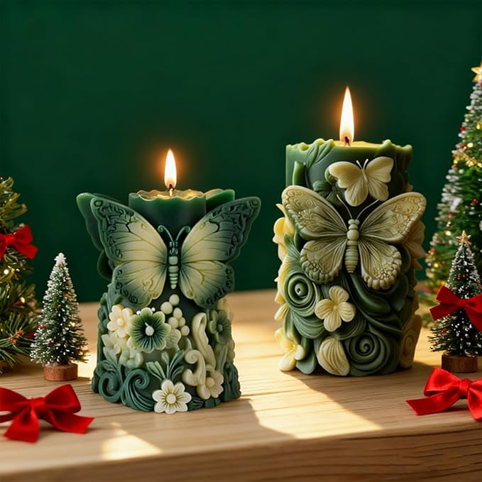 LEDNICA Flower Silicone Candle Molds, 3D Butterfly Silicone Molds for Soap Wax Resin Casting, DIY Floral Art Craft for Home Wedding Decor Gifts (White1)