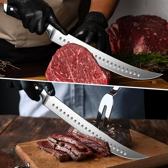 SHAN ZU 12" Slicing & Brisket Carving Knife with Wood Handle - Full Tang