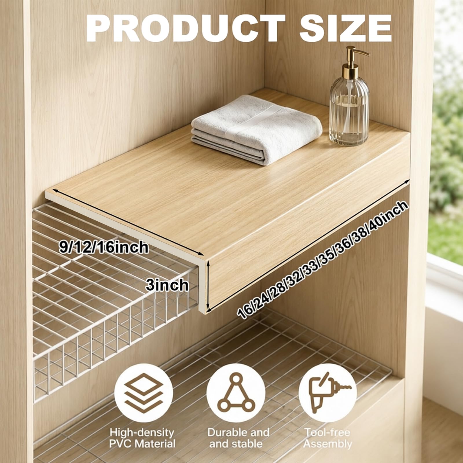5 Pcs Wire Rack Covers 16x9x3 inch PVC Pantry Shelf Cover 0.31 inch Thick Removable Closet Wire Rack Shelf Covers,Decoration Kitchen Bathroom Office Shelving (Wood Color,16x9x3 inch)