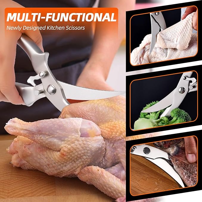 KEKEGO Heavy Duty Kitchen Scissors, Multifunctional Kitchen Shears for Food, Poultry, Meat & Herbs, Dishwasher Safe Cooking Scissors for Home & Professional Use