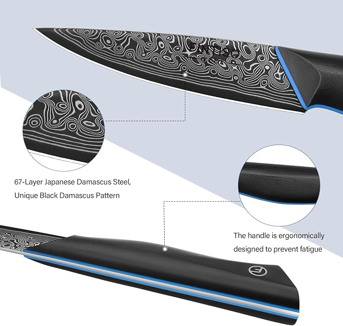 Paring Knife 3.75 Inch with 67-Layer Japanese Damascus Steel, G10 Handle