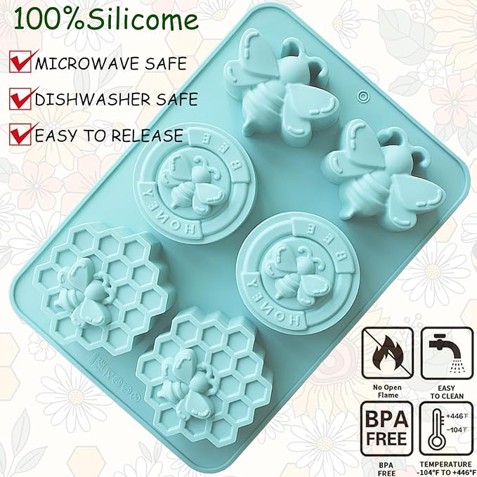 2Pcs Bee Silicone Molds Honeybee Bee Soap Molds for Soap Making