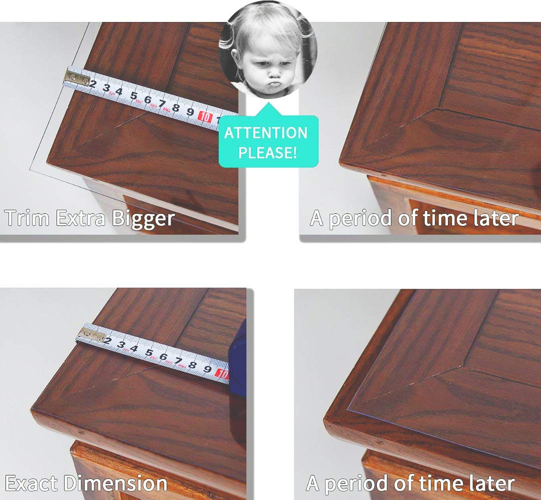 NECAUX Custom 46 x 111 Inch Clear Table Cover Protector, 1.5mm Thick Wood Grain Transparent Table Pad Non-Slip Tablecloth Plastic Protective Pad for Dining Room Table Conference Table Meeting Table