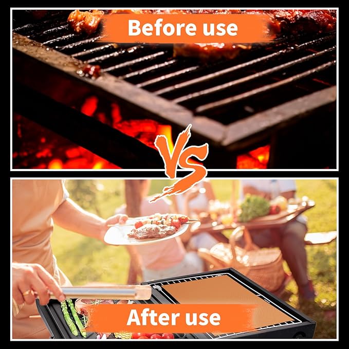 WIBIMEN Grill Mats for Outdoor Grill, Copper 9pcs Grill Mat