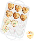 Vinino Silicone Heart Shaped Muffin Pan with Metal Reinforced Frame, 1 Pack Cupcake Pan, Silicone Heart Mold for Baking, Chocolate Bar and Egg Bites, Dishwasher Safe