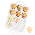 Vinino 1Pack Silicone Muffin Pan for Baking with Metal Reinforced Frame, 12 Cup Regular Size Cupcake Pan, BPA Free Silicone Muffin Tray, Cupcake Baking Pan Molds for Oven Dishwasher Safe - Cream