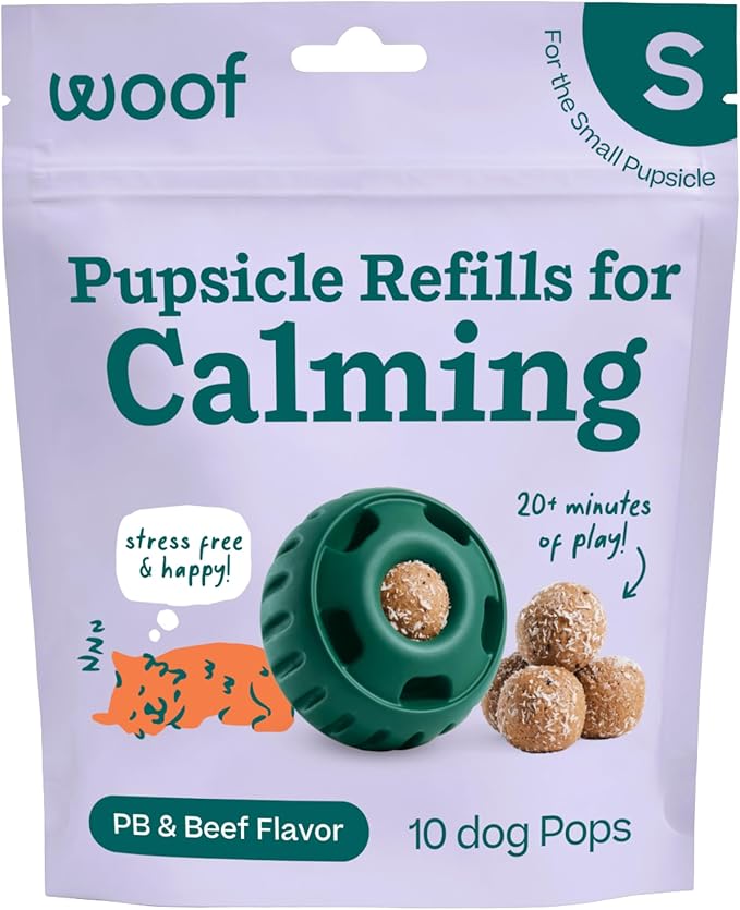 WOOF Pupsicle Refill Pops for Calming - Long-Lasting Refills for the Pupsicle Toy to Promote Calm - Calming Dog Treats - Magnesium for Dogs- Small Pops - 10 Count