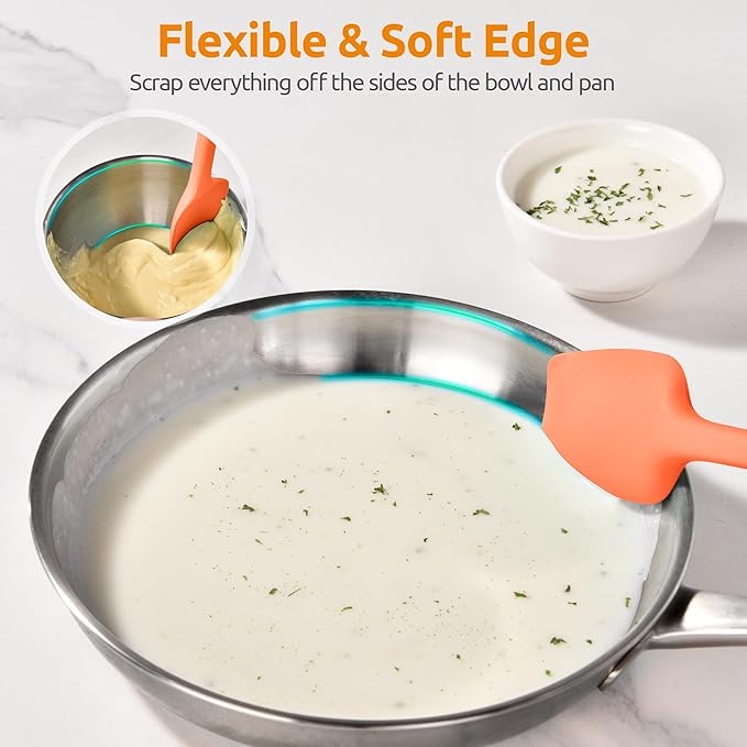 U-Taste 14" Long Silicone Spoonula, 600°F High Temp Spoon Spatula, Orange