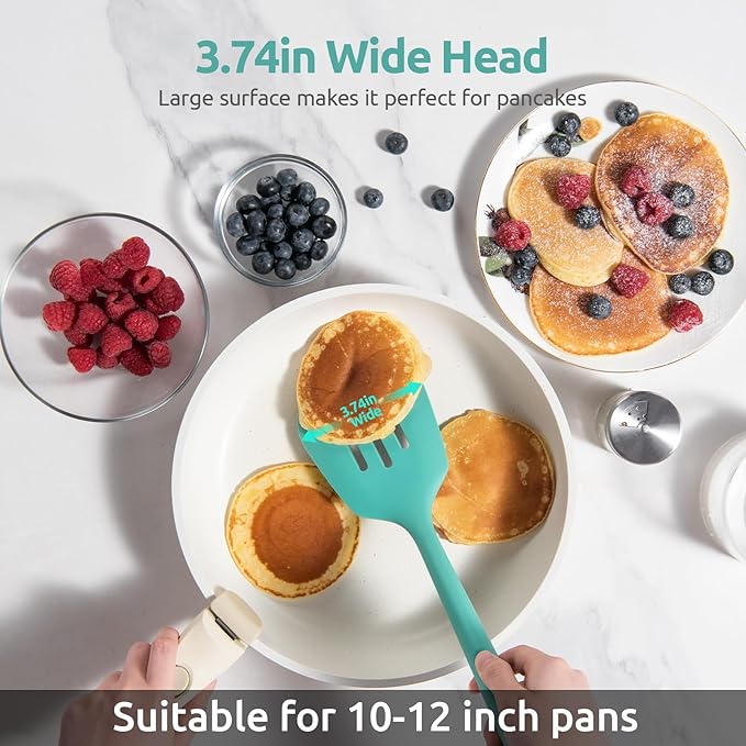 U-Taste Silicone Turner Slotted Spatula, 13.6" Long/3.7" Wide, Aqua Sky