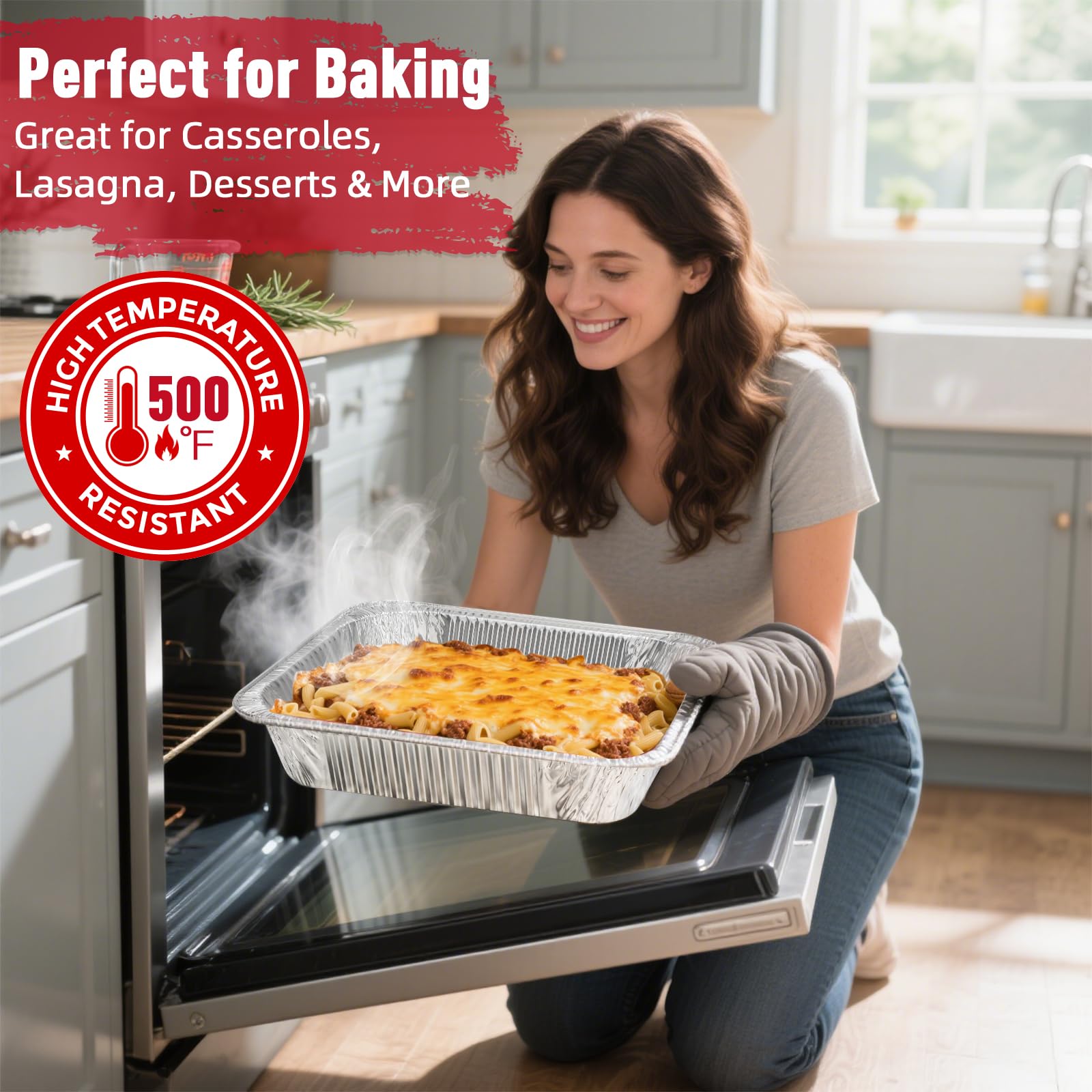 Aluminum Pans Half Size 9x13, 60 Pack, Disposable Foil Pans
