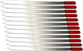 eMart4u Kabob Skewers for Grilling – 1" Wide, 24" Long Flat Stainless Steel BBQ Skewers with Wood Handle | 1 FREE Skewer | Shish Kebab for Persian, Brazilian, Koubideh (12pcs)
