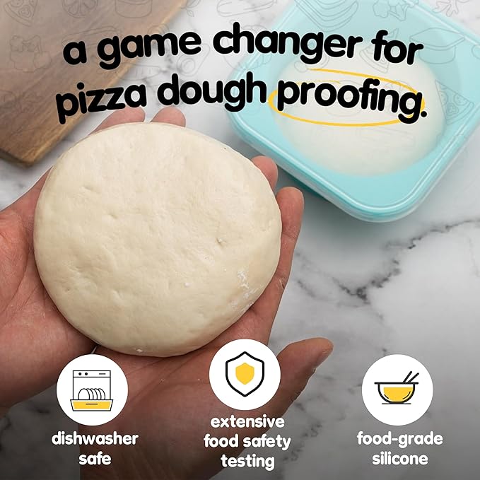 KEVJES Stackable Silicone Artisan Pizza Dough Proofing Containers with Lids (2 Yellow+2 Space Gray)