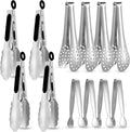 CHENGU12 Pack Stainless Steel Tongs 4/5/7inches Food Serving Clip Kitchen Cooking Tongs High Heat Resistant Clips for Cooking Non Stick Locking Grip for Ribs, Steak and Grill Salad