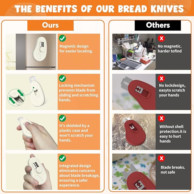 NeoRov Extractable & Magnetic Bread Lame Dough Scoring Tool - Professional Sourdough Scoring Tool - Sourdough Bread Baking & Bread Scoring Tool - Scoring Patterns booklet & 5 Razor Blades (Cream)