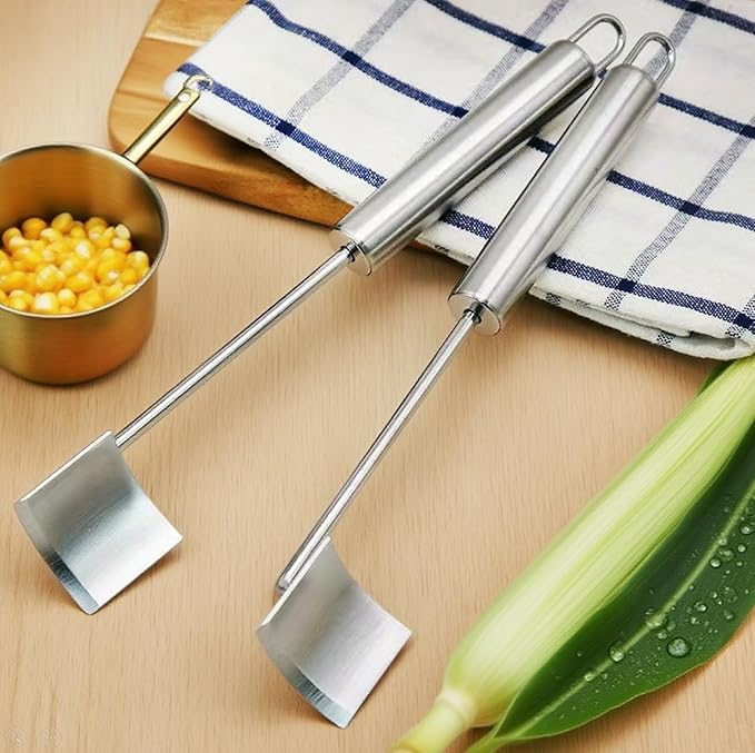 NEW Long Handle Stainless Steel Corn Stripping Tool StripChef Corn Peeler for Corn on the Cob – Easy to Clean a must-have small tool in the kitchen (2 Pack)
