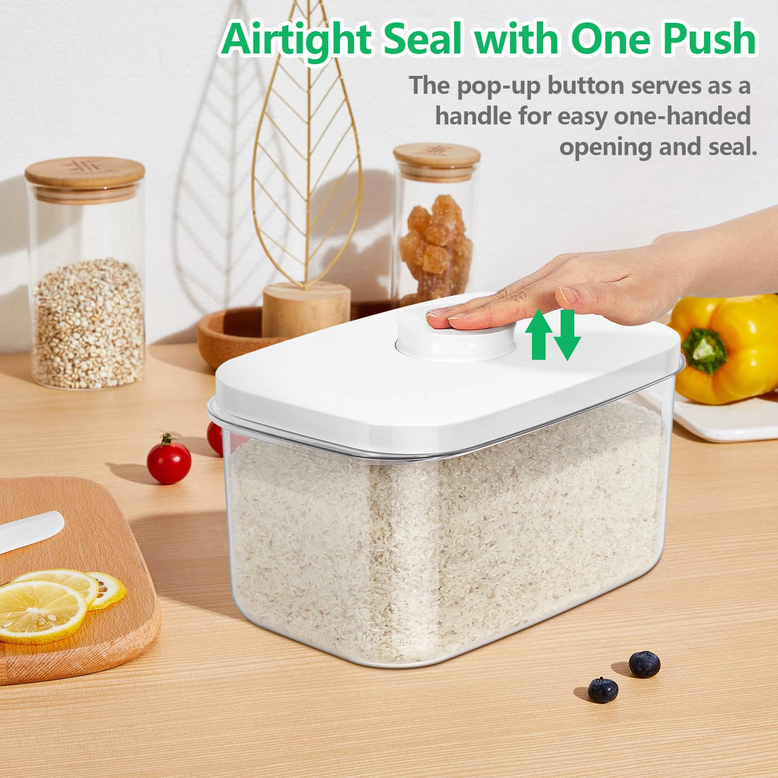 Airtight 12 Lbs Flour Sugar Storage Containers 6.34 Qt Rice Holder BPA Free