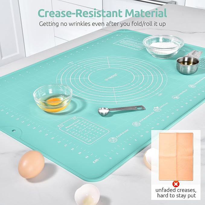 U-Taste Silicone Pastry Mat, Dough Rolling Baking Sheet, 28"x20", Aqua Sky