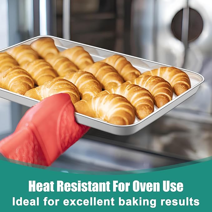 TeamFar Baking Sheet, Cookie Sheets Baking Pans Set of 3, 16/12.5/9.3 Inch