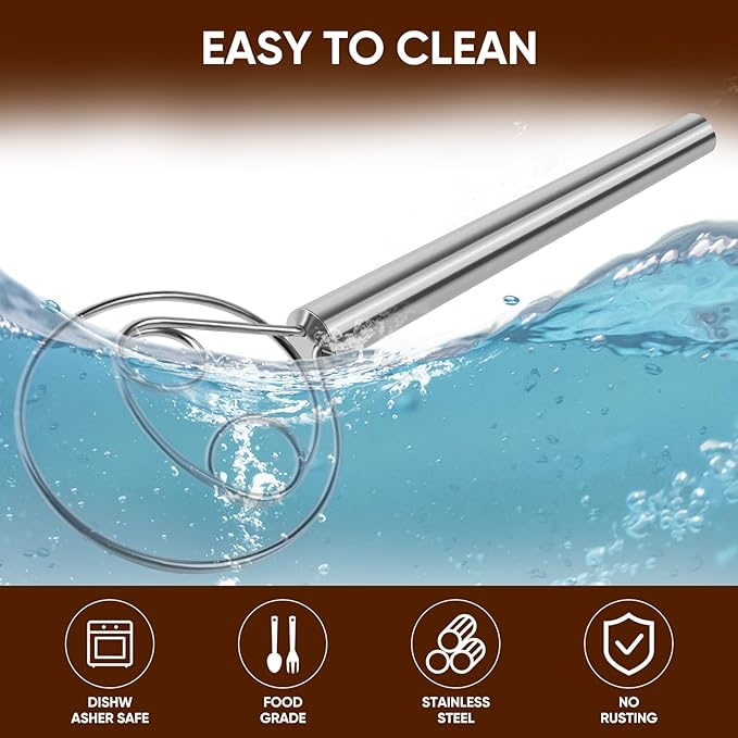 Maxjoy Danish Dough Whisk Stainless Steel for Sourdough Bread