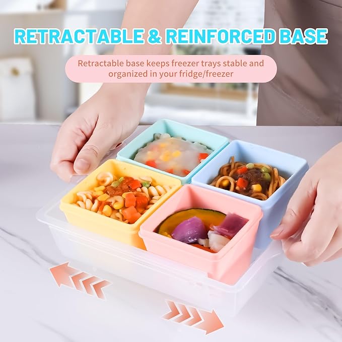 Gemice 1-Cup Silicone Freezer Molds with Lids & Base for Soup, 8-Pack