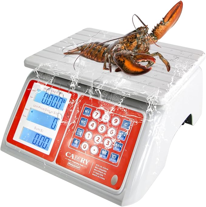 CAMRY Waterproof Commercial Food Scale, 66lb/30kg, Price Computing
