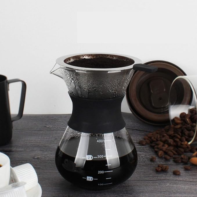 Joyzan Pour Over Coffee Maker, High-Heat Paperless Glass Drip Dripper 400ML