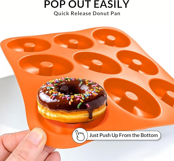 FUN LAVIE Large Silicone Donut Pan for Baking,9 Cavity Non-Stick Food Molds