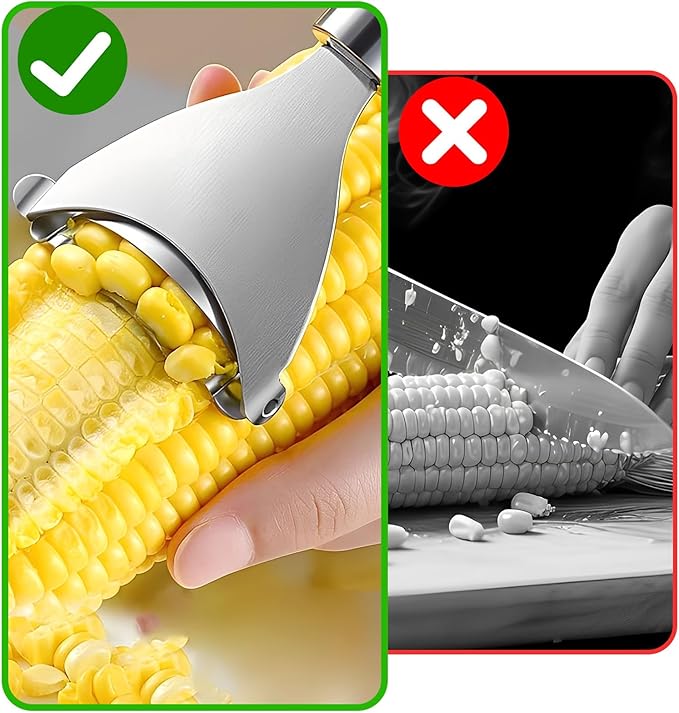 2 Pack Corn Peeler Tool Stainless Steel Corn Kernel Remover, Corn Stripper Tool for Corn on the Cob, Ergonomic Corn Cutter Kitchen Gadget for Easy Kernel Removal