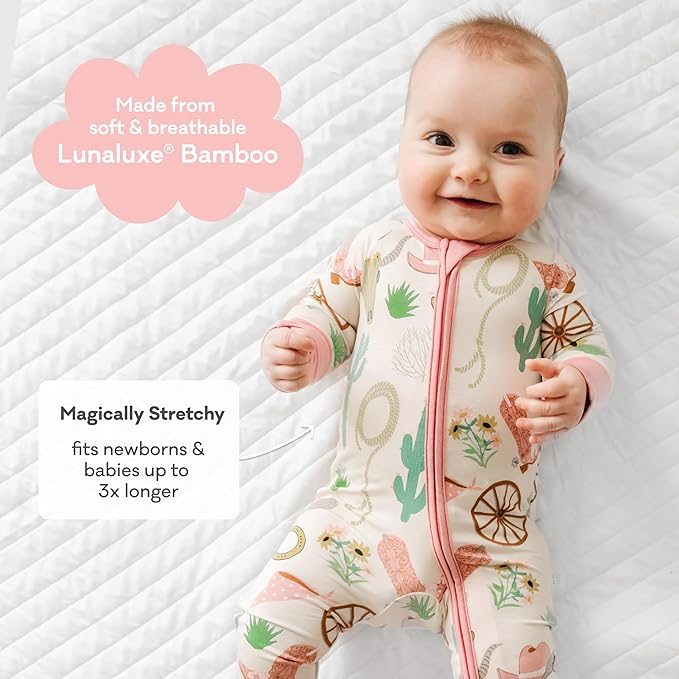 Little Sleepies Baby Pajamas, Pink Ready to Rodeo, 3-6 months