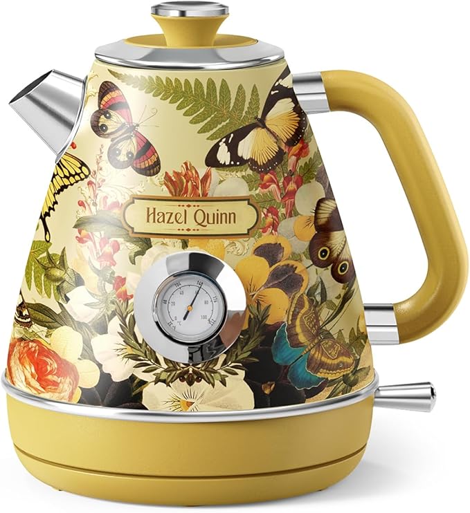 Hazel Quinn X Eduardo Recife Retro Electric Kettle with Thermometer, Floral