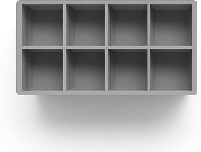 Ice Cube Molds, 2 Pack Silicone Trays for 8 Large Square Cubes
