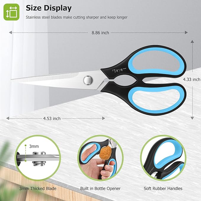 Kitchen Scissors, iBayam 2-Pack 8.7" Kitchen Shears Heavy Duty All Purpose